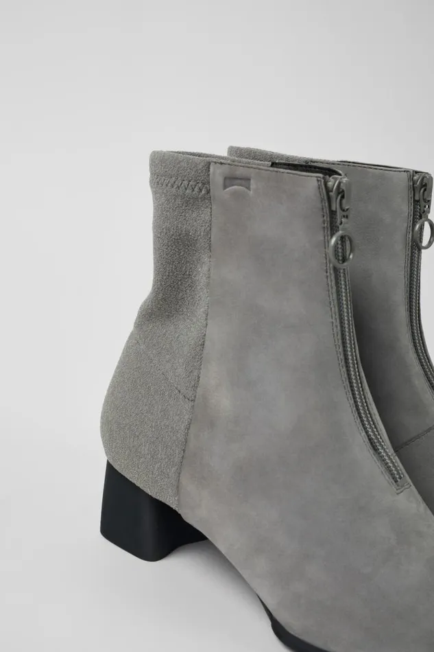 Women Camper Ankle Boots Katie Gray Nubuck Heeled Boots