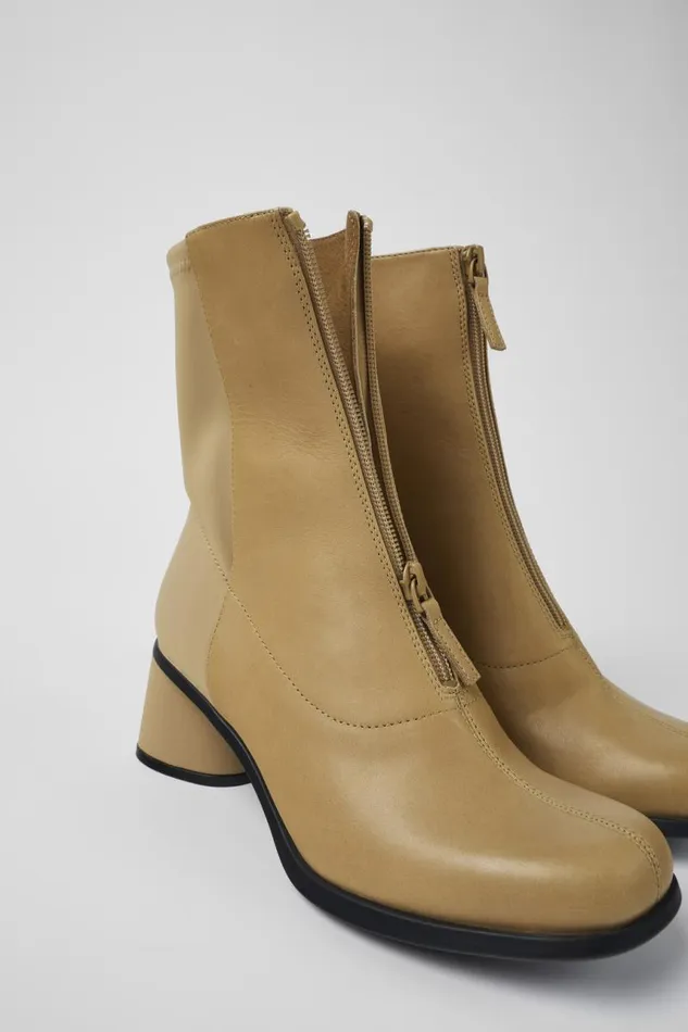 Women Camper Ankle Boots Kiara Beige Leather And Recycled PET Boots