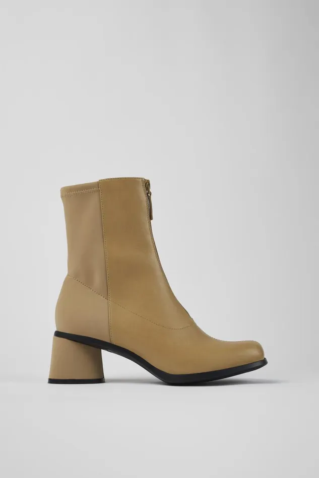 Women Camper Ankle Boots Kiara Beige Leather And Recycled PET Boots Women Camper Ankle Boots Kiara Beige Leather And Recycled PET Boots