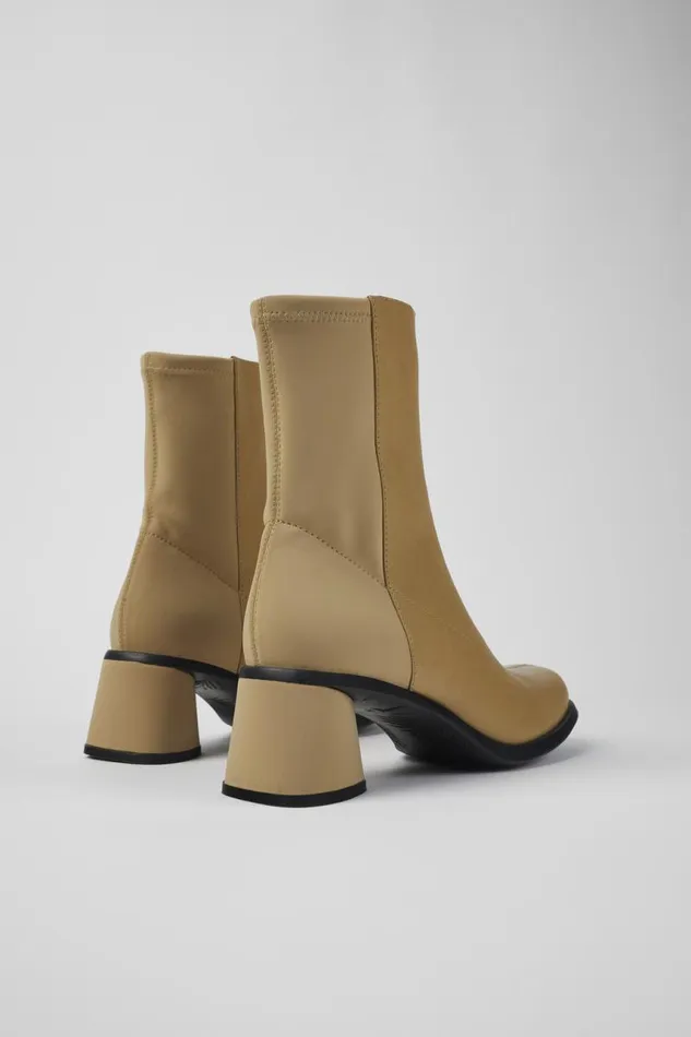 Women Camper Ankle Boots Kiara Beige Leather And Recycled PET Boots Women Camper Ankle Boots Kiara Beige Leather And Recycled PET Boots