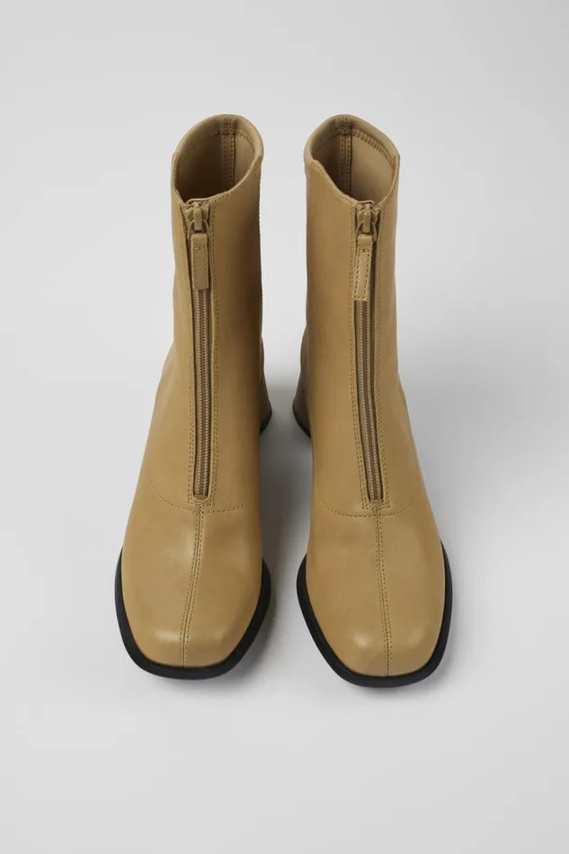 Women Camper Ankle Boots Kiara Beige Leather And Recycled PET Boots Women Camper Ankle Boots Kiara Beige Leather And Recycled PET Boots