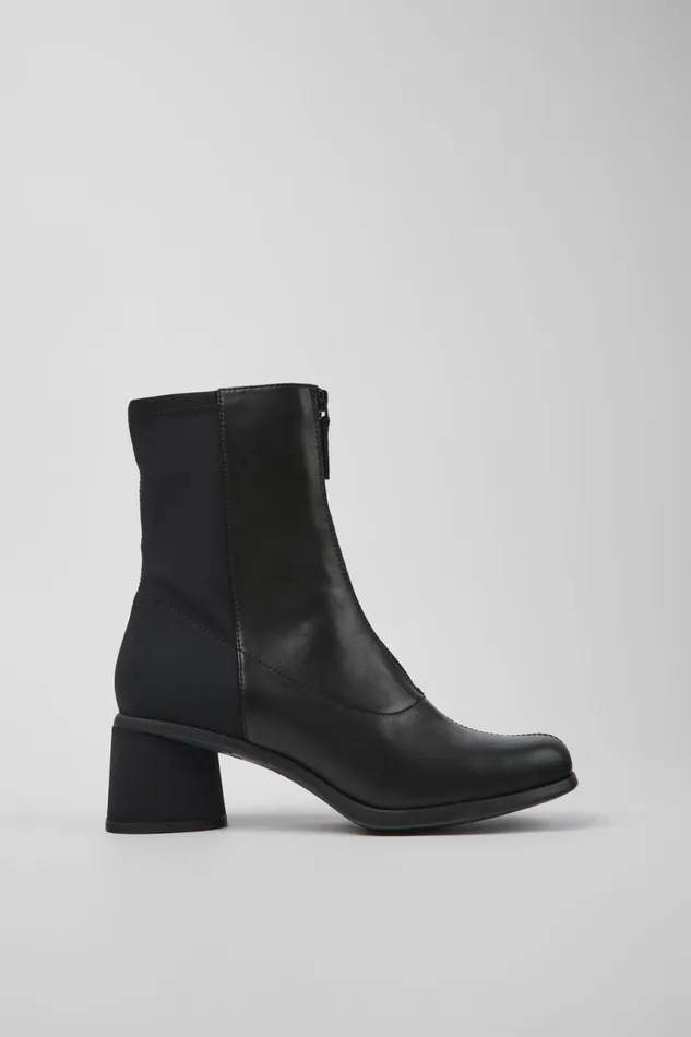 Women Camper Ankle Boots Kiara Black Leather And Recycled PET Boots Women Camper Ankle Boots Kiara Black Leather And Recycled PET Boots