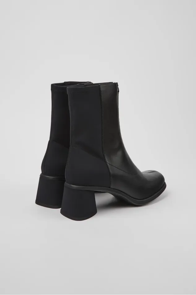 Women Camper Ankle Boots Kiara Black Leather And Recycled PET Boots Women Camper Ankle Boots Kiara Black Leather And Recycled PET Boots