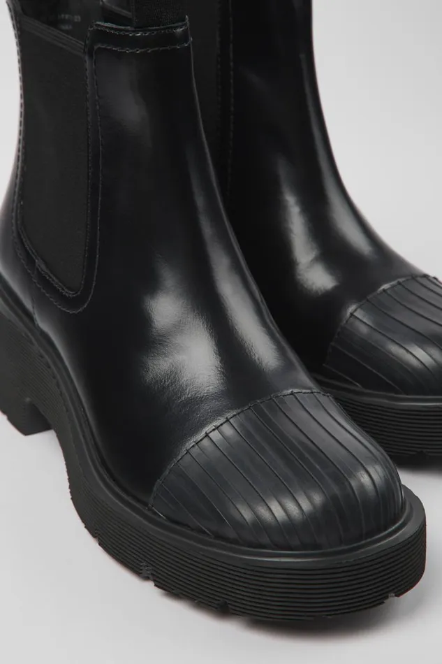 Women Camper Ankle Boots Milah Black Leather Chelsea Boots
