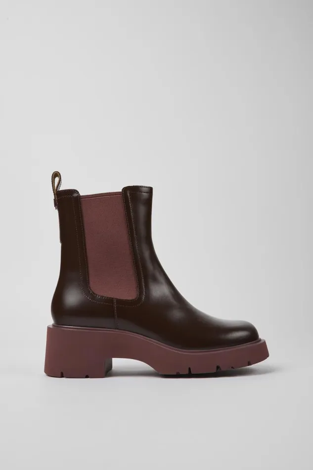 Women Camper Ankle Boots Milah Burgundy Leather Chelsea Boots Women Camper Ankle Boots Milah Burgundy Leather Chelsea Boots