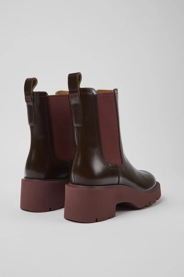 Women Camper Ankle Boots Milah Burgundy Leather Chelsea Boots Women Camper Ankle Boots Milah Burgundy Leather Chelsea Boots