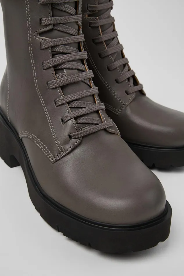 Women Camper Ankle Boots Milah Gray Laceup Boots
