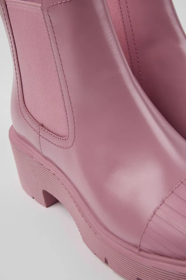 Women Camper Ankle Boots Milah Pink Leather Chelsea Boots
