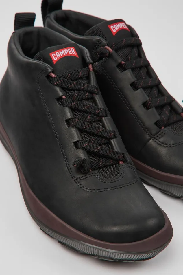 Women Camper Ankle Boots Peu Pista GORETEX Black Leather Sneakers