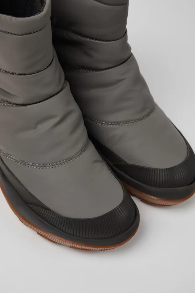 Women Camper Ankle Boots Peu Pista GORETEX Gray Textile And Leather Boots