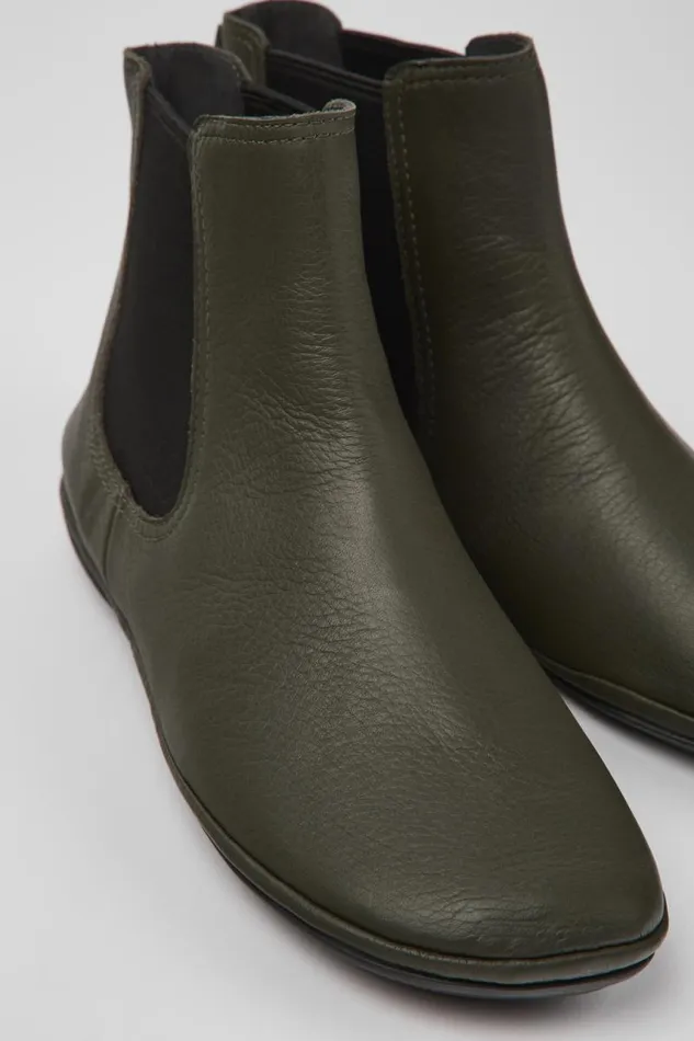 Women Camper Ankle Boots Right Green Leather Ankle Boots