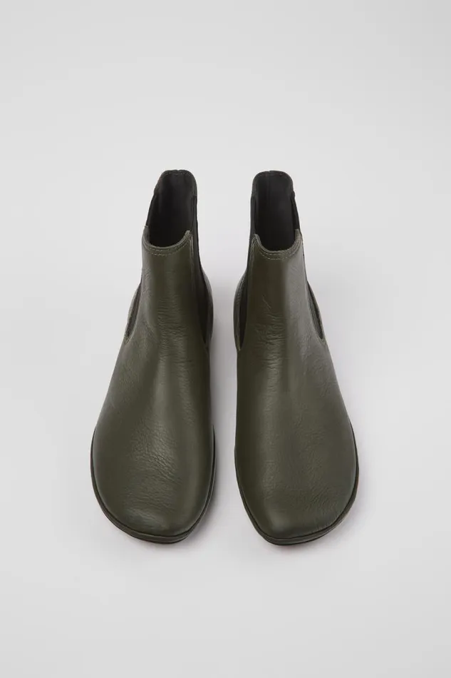 Women Camper Ankle Boots Right Green Leather Ankle Boots Women Camper Ankle Boots Right Green Leather Ankle Boots