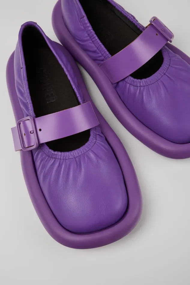 Women Camper Ballerinas Aqua Purple Leather Ballerina