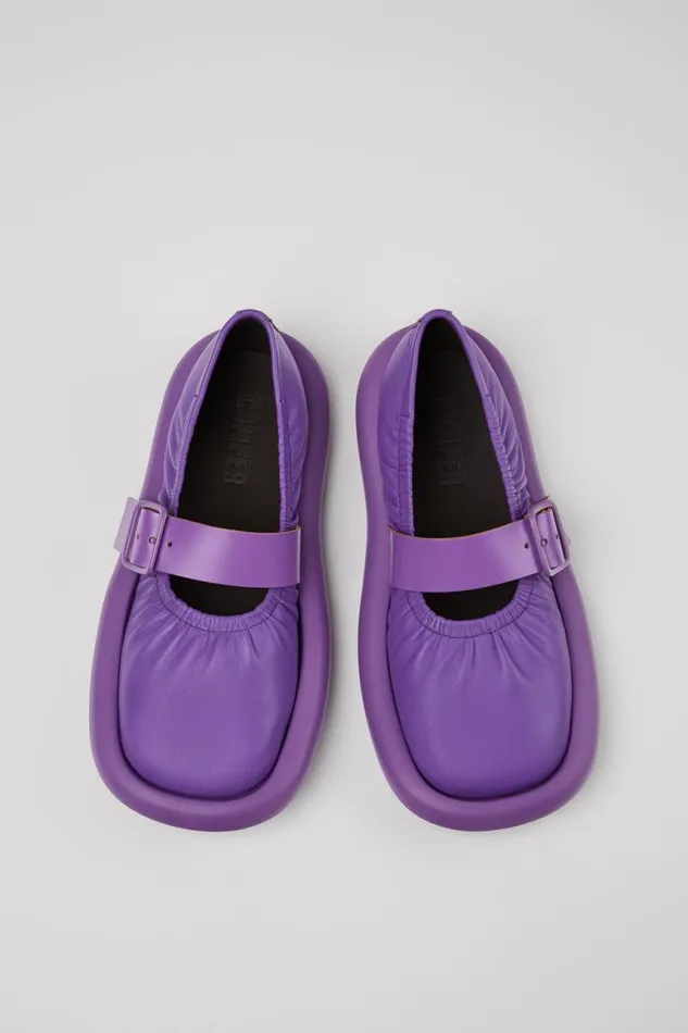 Women Camper Ballerinas Aqua Purple Leather Ballerina Women Camper Ballerinas Aqua Purple Leather Ballerina