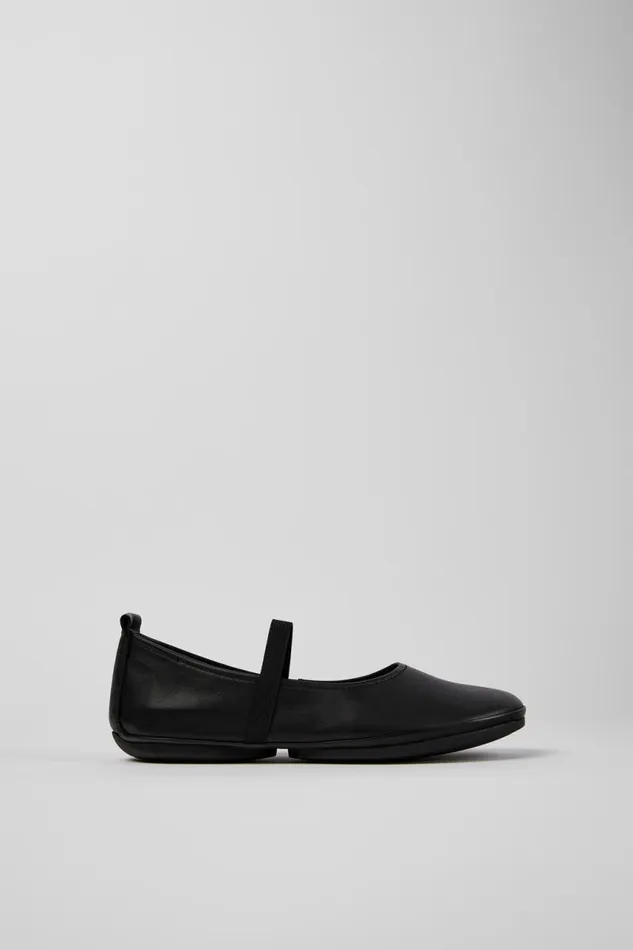 Women Camper Ballerinas Right Black Leather Shoe Women Camper Ballerinas Right Black Leather Shoe