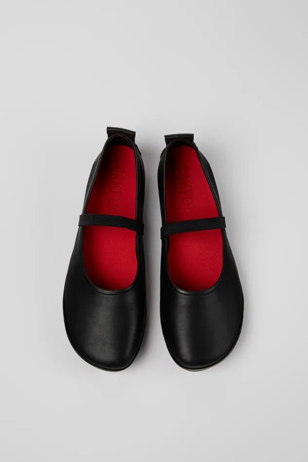 Women Camper Ballerinas Right Black Leather Shoe Women Camper Ballerinas Right Black Leather Shoe
