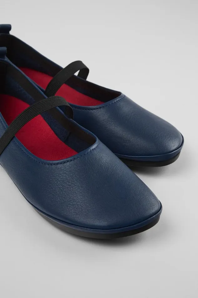 Women Camper Ballerinas Right Blue Leather Mary Jane