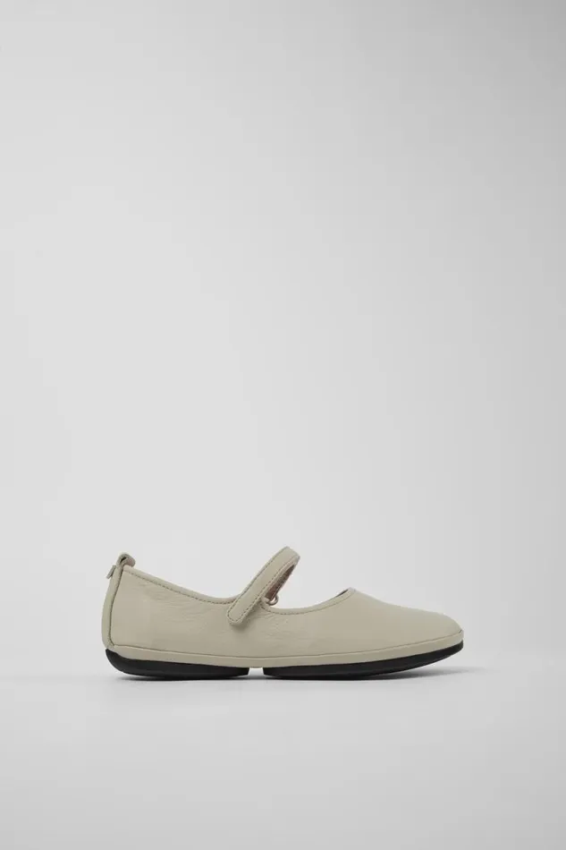 Women Camper Ballerinas Right Gray Leather Mary Jane Women Camper Ballerinas Right Gray Leather Mary Jane
