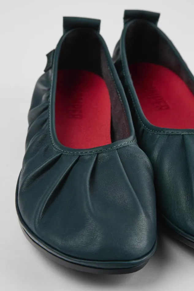 Women Camper Ballerinas Right Green Leather Ballerina