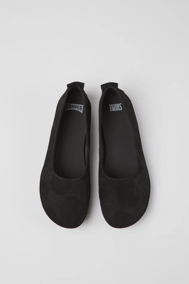Women Camper Ballerinas Twins Black Nubuck Ballerinas