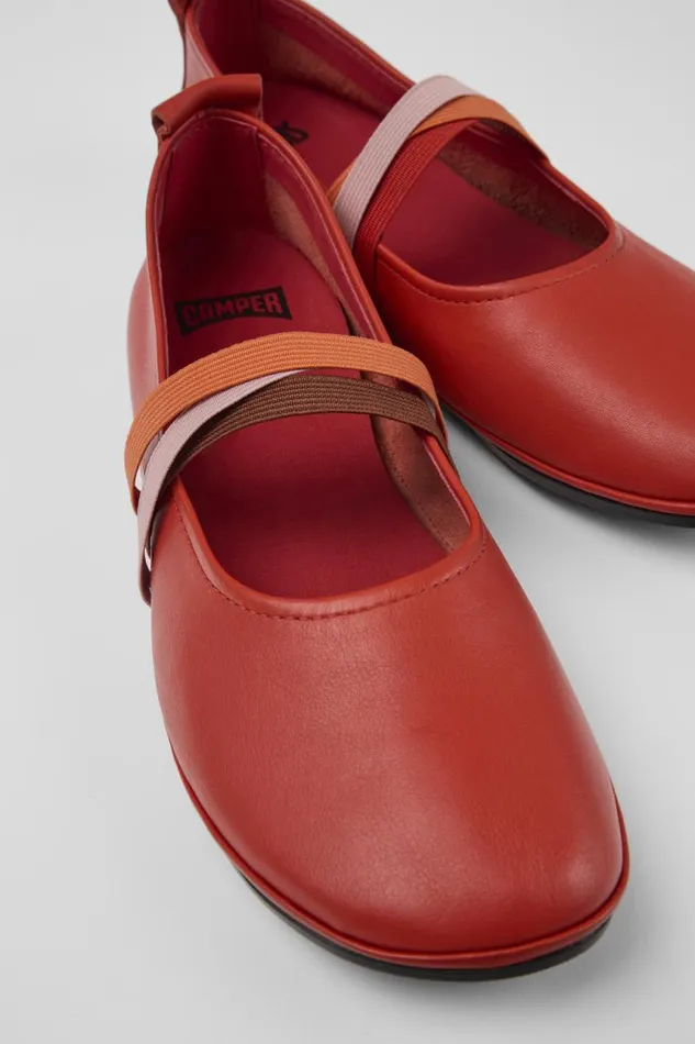 Women Camper Ballerinas Twins Red Leather Ballerina