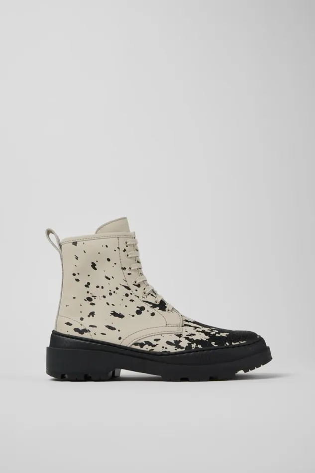 Women Camper Boots Brutus Trek MICHELIN White And Black Leather Boots