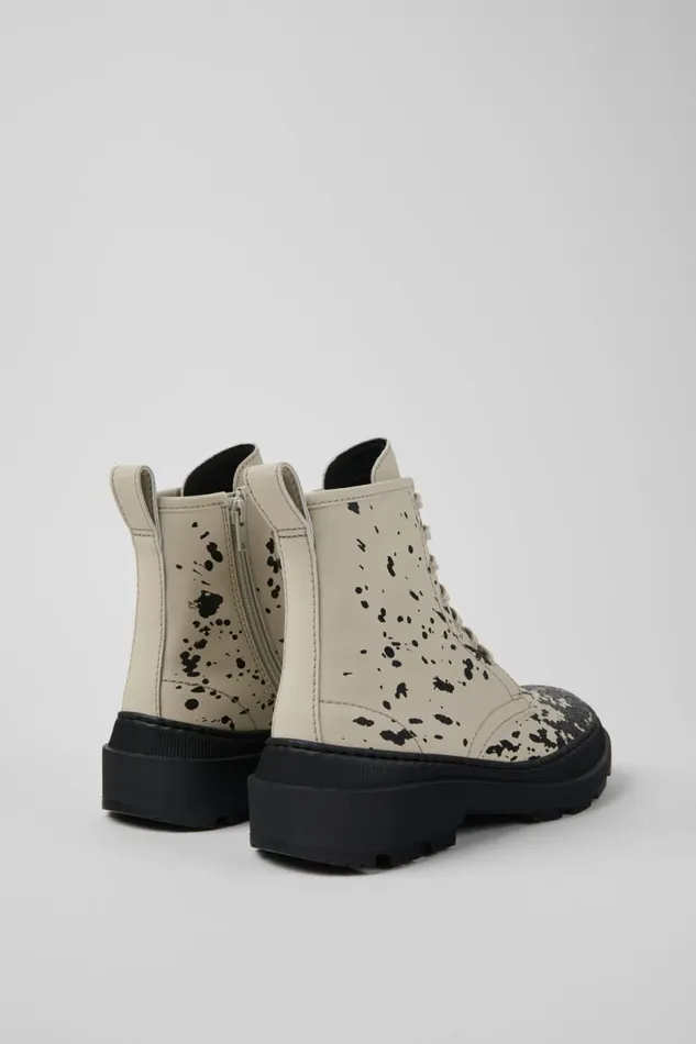 Women Camper Boots Brutus Trek MICHELIN White And Black Leather Boots