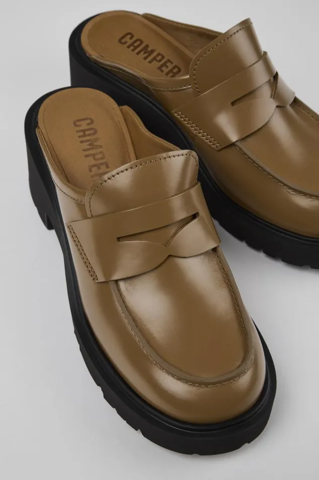 Women Camper Casual Shoes Milah Brown Leather Clog