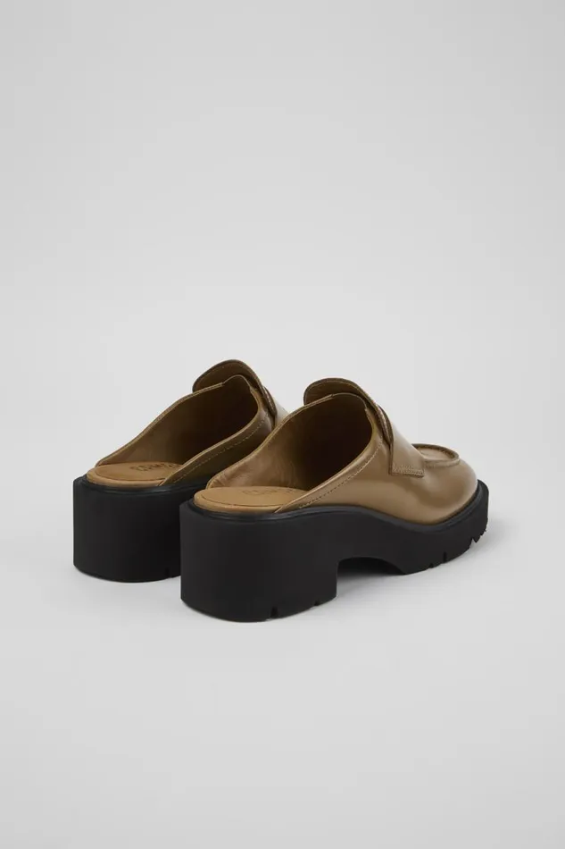Women Camper Casual Shoes Milah Brown Leather Clog Women Camper Casual Shoes Milah Brown Leather Clog