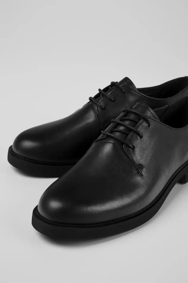 Women Camper Flat Shoes Iman Black Leather Shoes
