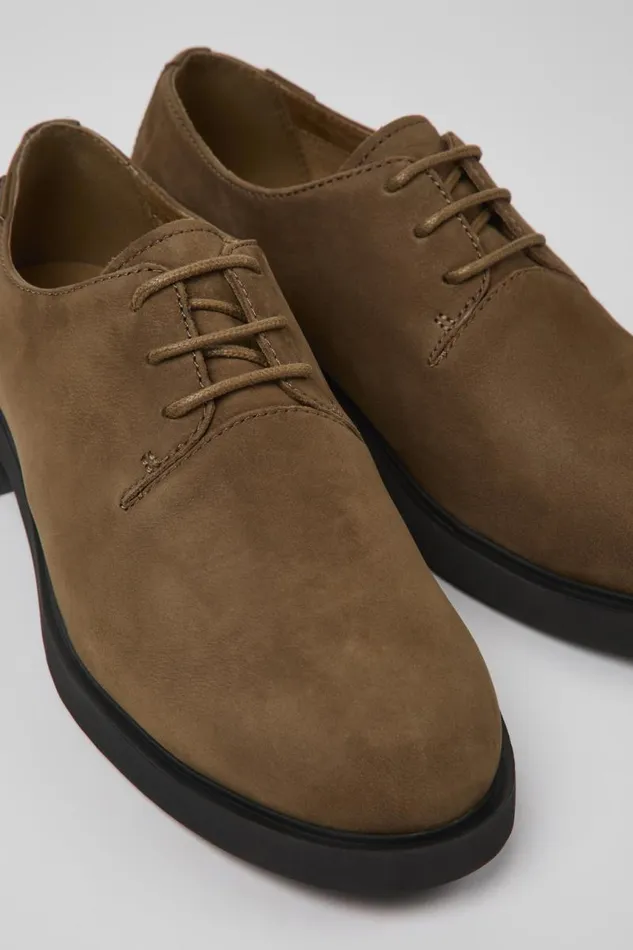 Women Camper Flat Shoes Iman Brown Nubuck Shoes