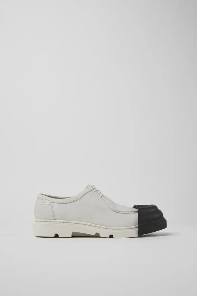 Women Camper Flat Shoes Junction White Nondyed Leather Shoes Women Camper Flat Shoes Junction White Nondyed Leather Shoes