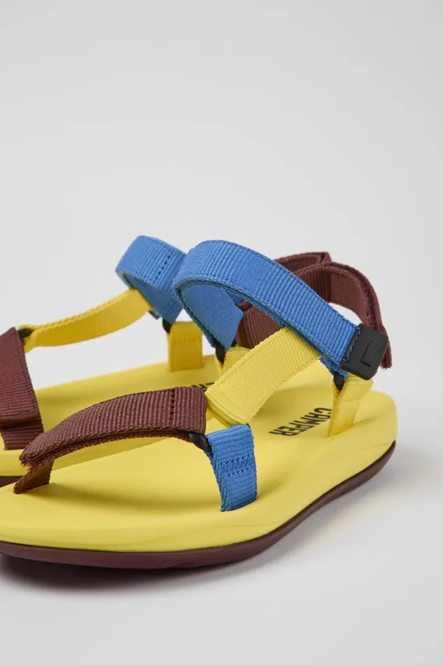 Women Camper Flat Shoes Match Yellow Blue And Burgundy Sandals