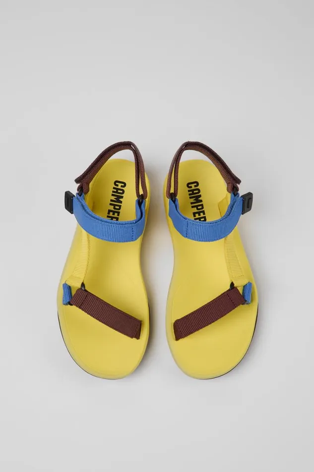 Women Camper Flat Shoes Match Yellow Blue And Burgundy Sandals Women Camper Flat Shoes Match Yellow Blue And Burgundy Sandals