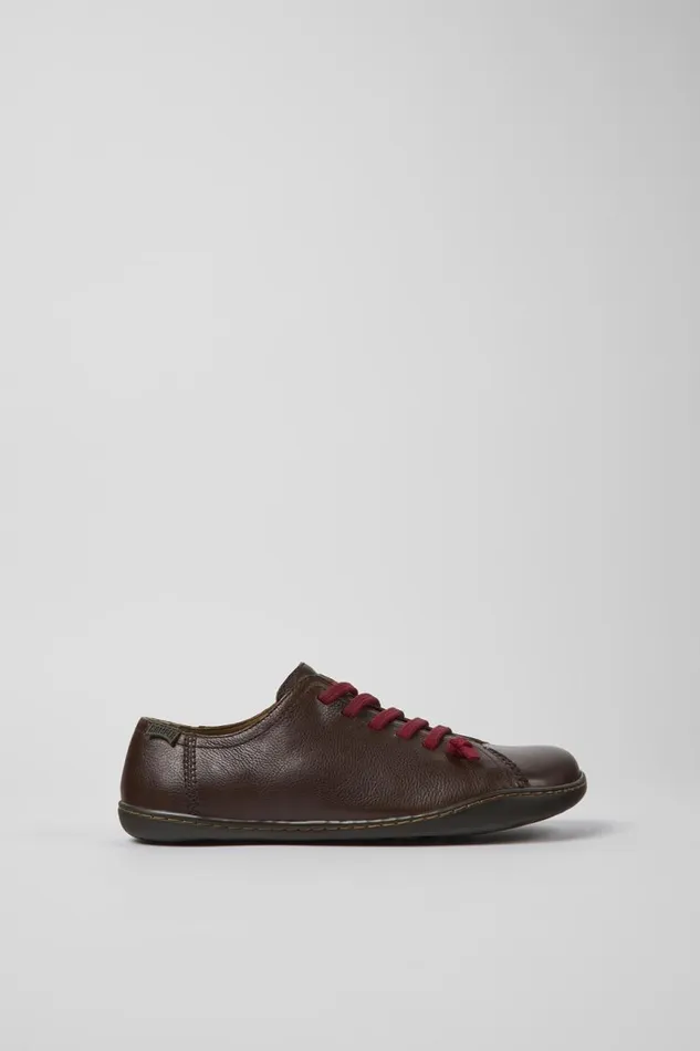 Women Camper Flat Shoes Peu Brown Leather Shoes