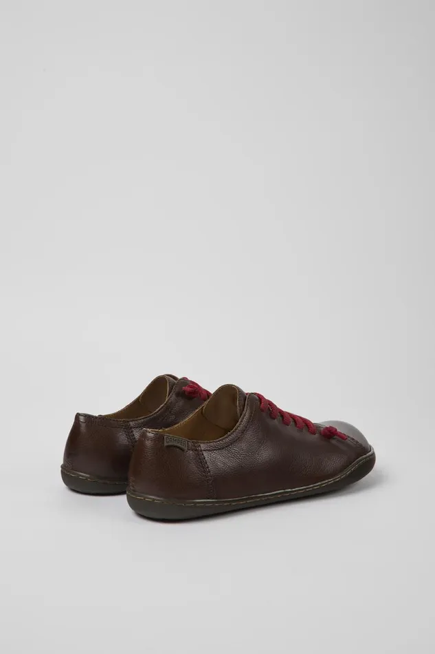 Women Camper Flat Shoes Peu Brown Leather Shoes