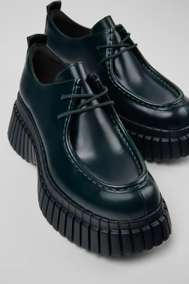 Women Camper Formal Shoes BCN Green Leather Shoes
