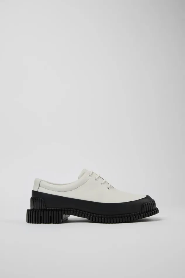 Women Camper Formal Shoes Pix White And Black Leather Laceup Shoes Women Camper Formal Shoes Pix White And Black Leather Laceup Shoes