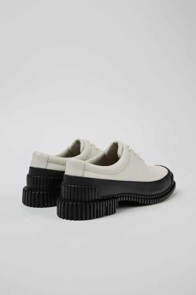 Women Camper Formal Shoes Pix White And Black Leather Laceup Shoes Women Camper Formal Shoes Pix White And Black Leather Laceup Shoes