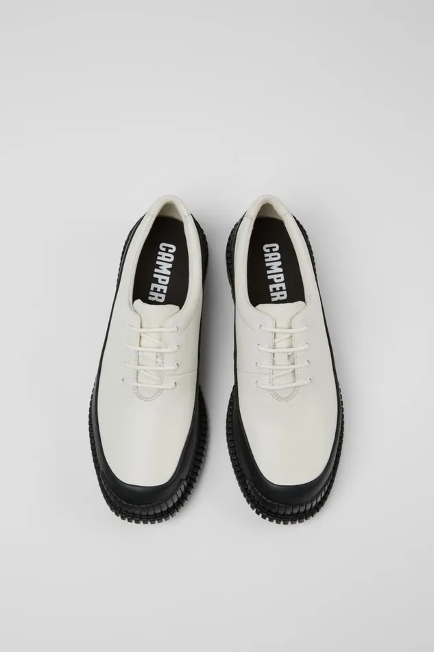 Women Camper Formal Shoes Pix White And Black Leather Laceup Shoes Women Camper Formal Shoes Pix White And Black Leather Laceup Shoes