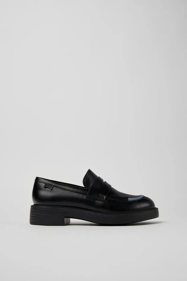 Women Camper Formal Shoes Twins Black Leather Loafers Women Camper Formal Shoes Twins Black Leather Loafers