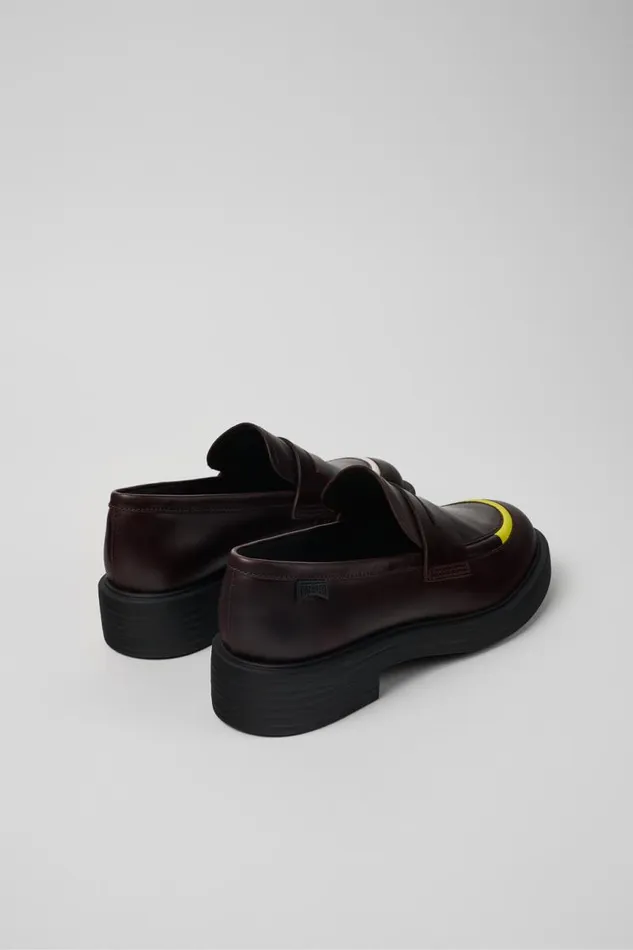 Women Camper Formal Shoes Twins Burgundy Leather Loafers Women Camper Formal Shoes Twins Burgundy Leather Loafers
