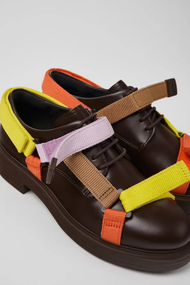 Women Camper Formal Shoes Twins Multicolored Leather And Textile Shoes