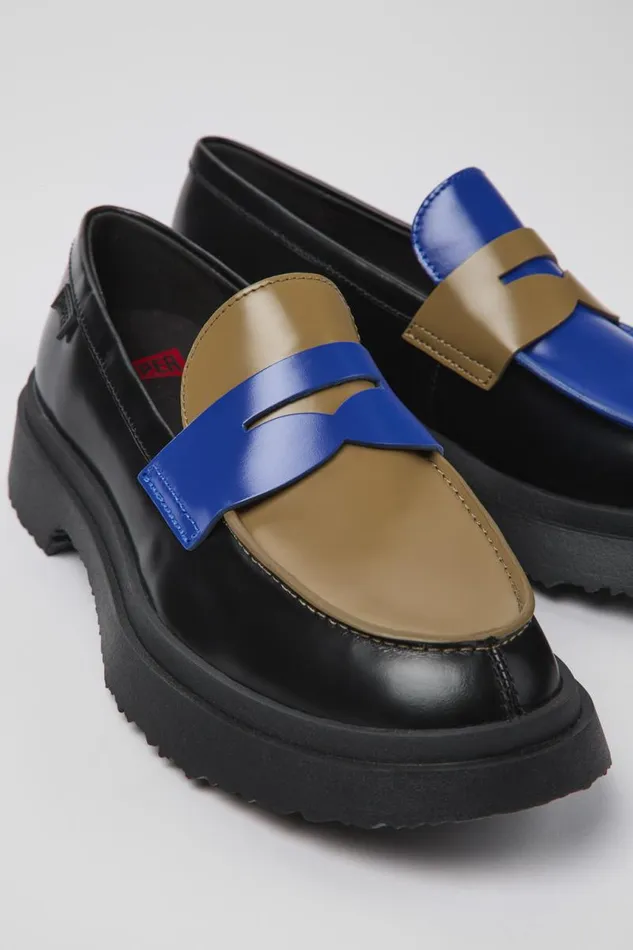 Women Camper Formal Shoes Twins Multicolored Leather Loafer