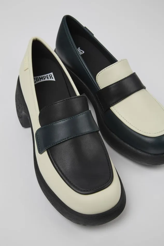 Women Camper Formal Shoes Twins Multicolored Leather Loafers