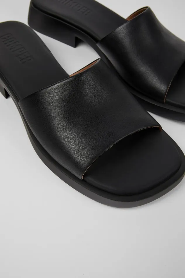 Women Camper Sandals Dana Black Leather Slide