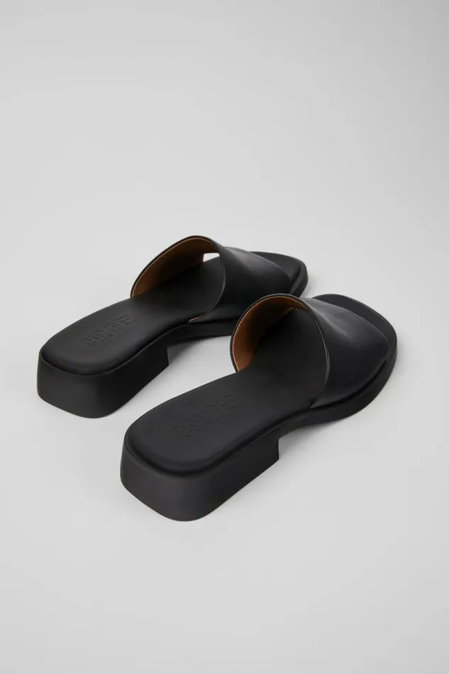 Women Camper Sandals Dana Black Leather Slide Women Camper Sandals Dana Black Leather Slide