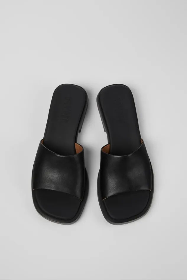 Women Camper Sandals Dana Black Leather Slide Women Camper Sandals Dana Black Leather Slide