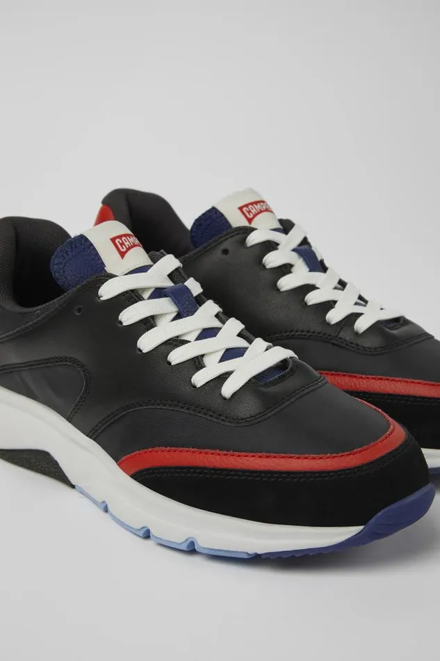 Women Camper Sneakers Drift Black And Red Textile And Leather Sneakers