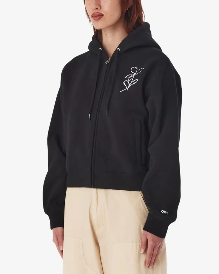 Women CHALK WRITING ZIP ZIP HOOD Unbleached OBEY Clothing SWEATSHIRTS